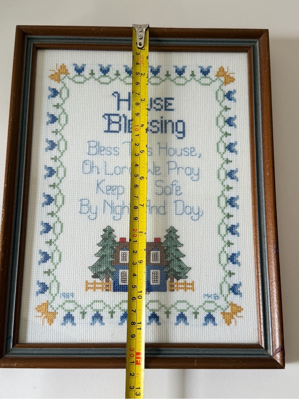 Vintage House Blessing Cross stitched Framed Wall Decor Cottagecore Handmade - Picture 8 of 9